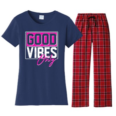 Cool Funny Good Vibes Only Women's Flannel Pajama Set