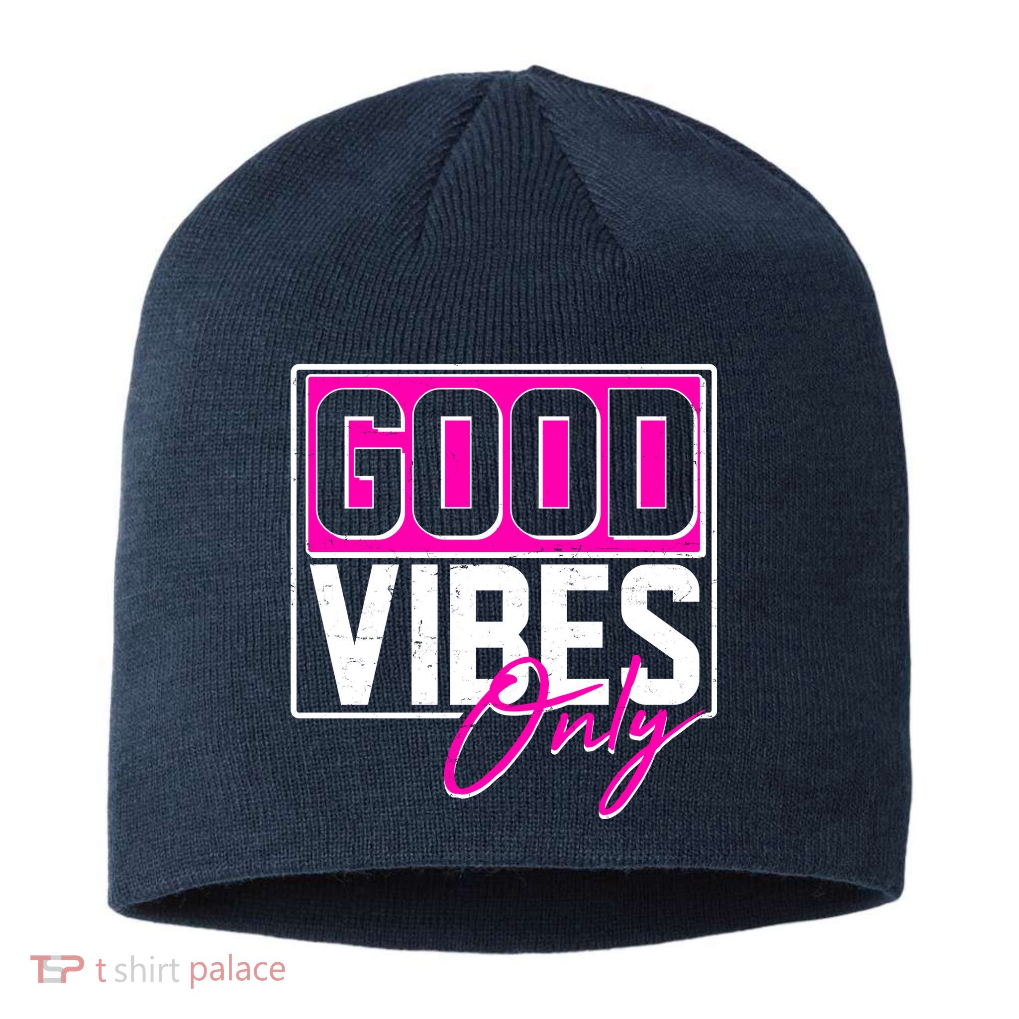 Cool Funny Good Vibes Only Sustainable Beanie