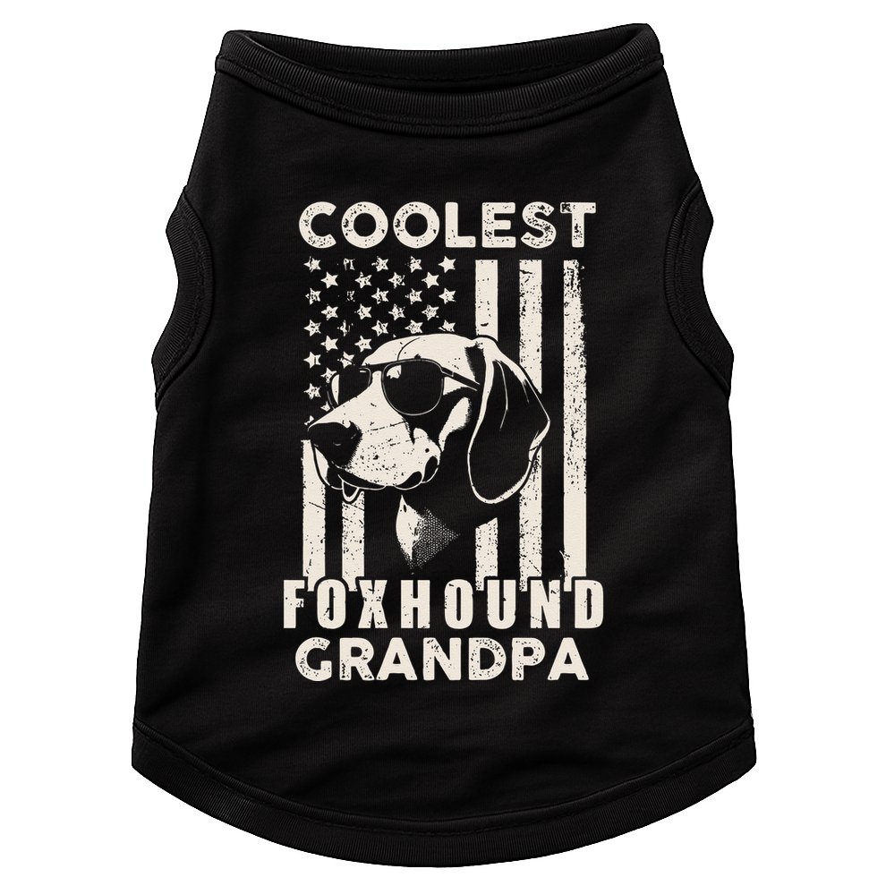 Coolest Foxhound Grandpa Vintage American Flag Funny Dog Dad Doggie Tank