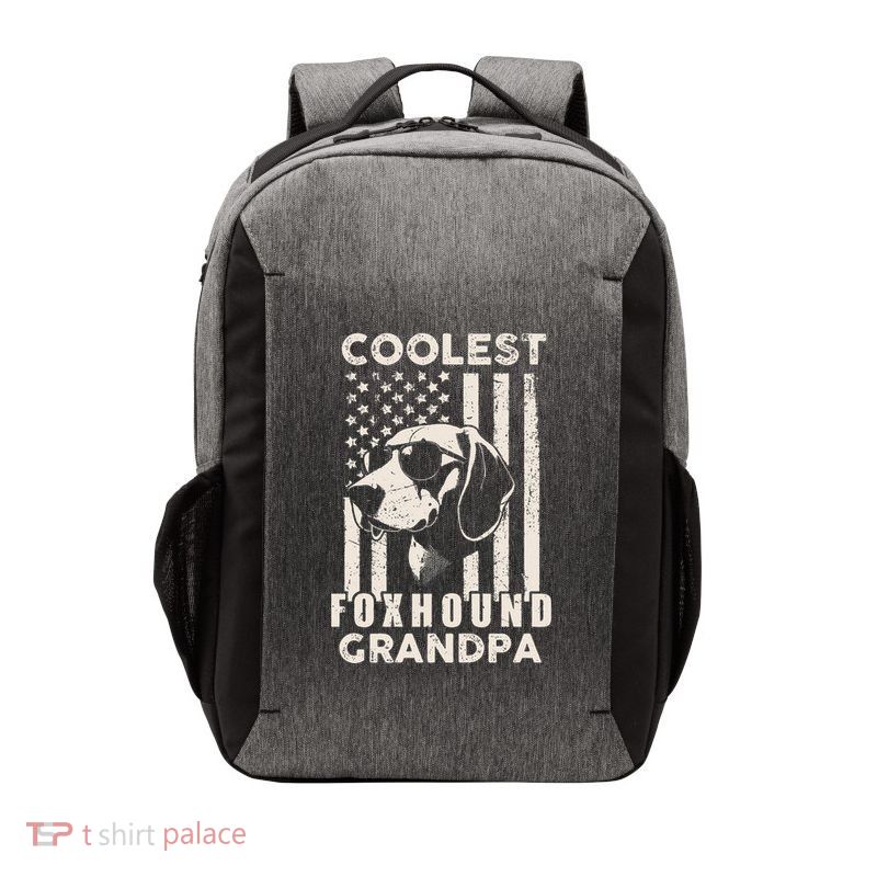 Coolest Foxhound Grandpa Vintage American Flag Funny Dog Dad Vector Backpack