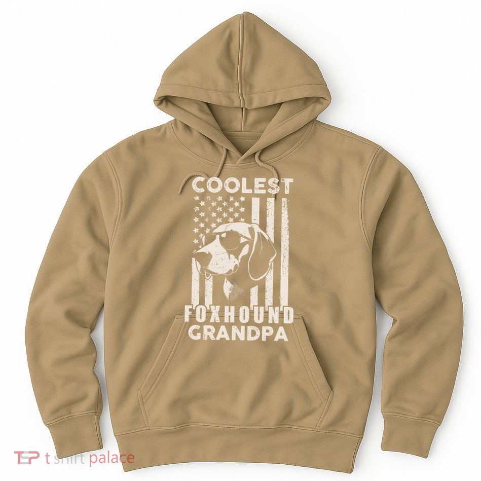 Coolest Foxhound Grandpa Vintage American Flag Funny Dog Dad Hoodie
