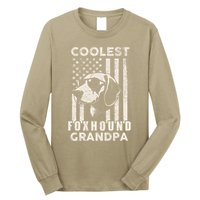 Coolest Foxhound Grandpa Vintage American Flag Funny Dog Dad Long Sleeve Shirt