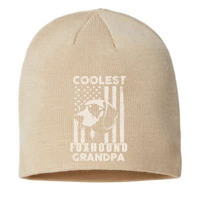 Coolest Foxhound Grandpa Vintage American Flag Funny Dog Dad Sustainable Beanie