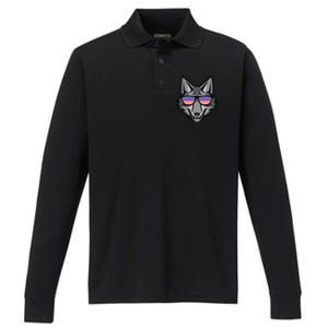 Coyote Funny Gift 4th Of July National Coyote Day Cute Gift Performance Long Sleeve Polo