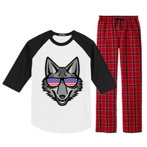 Coyote Funny Gift 4th Of July National Coyote Day Cute Gift Raglan Sleeve Pajama Set