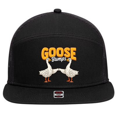 Cute & Funny Goose Bumps Goosebumps Animal Pun 7 Panel Mesh Trucker Snapback Hat