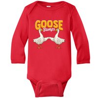 Cute & Funny Goose Bumps Goosebumps Animal Pun Baby Long Sleeve Bodysuit