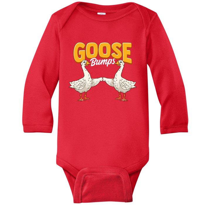 Cute & Funny Goose Bumps Goosebumps Animal Pun Baby Long Sleeve Bodysuit