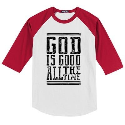 Christian Faith God Is Good All The Time Gift Kids Colorblock Raglan Jersey