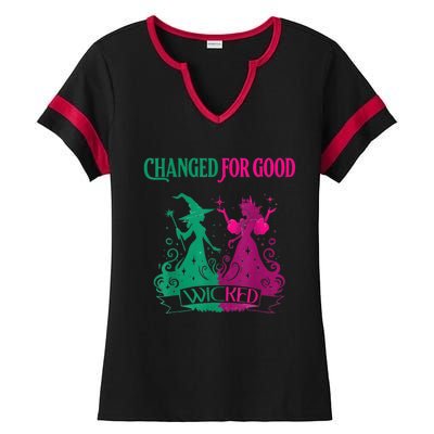 Changed For Good W.I.C.K.E.D Funny Halloween Witch Ladies Halftime Notch Neck Tee