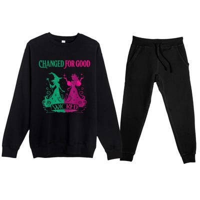 Changed For Good W.I.C.K.E.D Funny Halloween Witch Premium Crewneck Sweatsuit Set