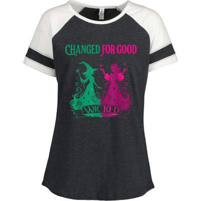 Changed For Good W.I.C.K.E.D Funny Halloween Witch Enza Ladies Jersey Colorblock Tee