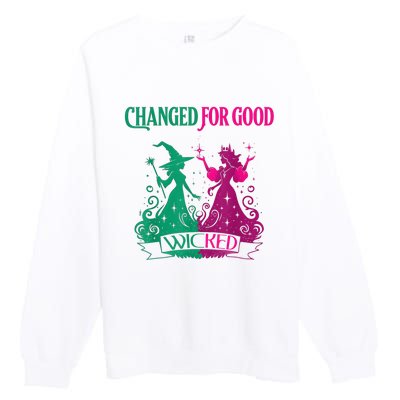 Changed For Good W.I.C.K.E.D Funny Halloween Witch Premium Crewneck Sweatshirt