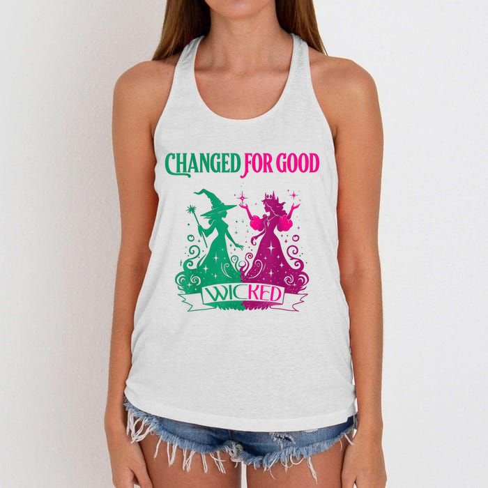 Changed For Good W.I.C.K.E.D Funny Halloween Witch Women's Knotted Racerback Tank