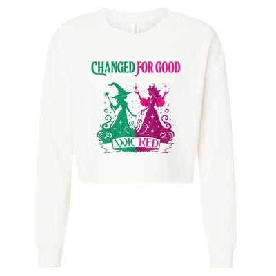 Changed For Good W.I.C.K.E.D Funny Halloween Witch Cropped Pullover Crew