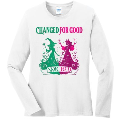 Changed For Good W.I.C.K.E.D Funny Halloween Witch Ladies Long Sleeve Shirt