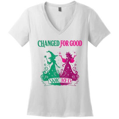 Changed For Good W.I.C.K.E.D Funny Halloween Witch Women's V-Neck T-Shirt