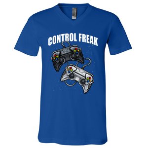 Control Freak Gamer Funny Video Game Online Gaming Gift V-Neck T-Shirt