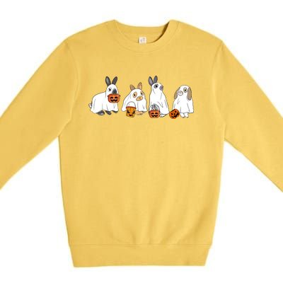 Cute Fall Ghost Bunny Rabbit Halloween Costume Spooky Season Cute Gift Premium Crewneck Sweatshirt