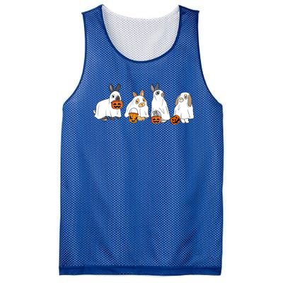 Cute Fall Ghost Bunny Rabbit Halloween Costume Spooky Season Cute Gift Mesh Reversible Basketball Jersey Tank