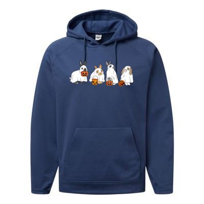 Cute Fall Ghost Bunny Rabbit Halloween Costume Spooky Season Cute Gift Performance Fleece Hoodie