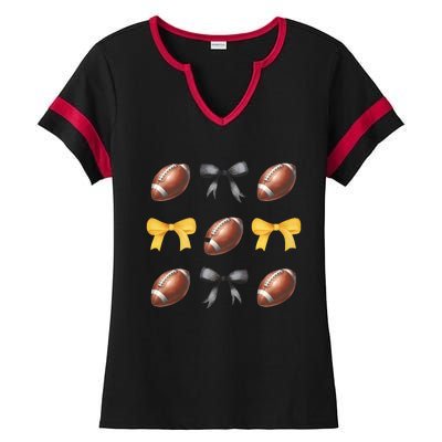 Coquette Football Game Day Game Lover Ladies Halftime Notch Neck Tee