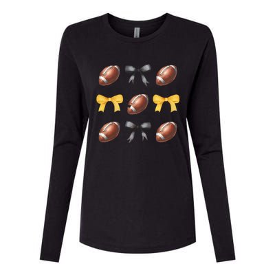 Coquette Football Game Day Game Lover Womens Cotton Relaxed Long Sleeve T-Shirt