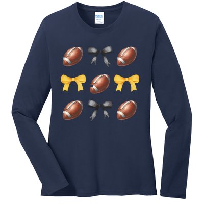 Coquette Football Game Day Game Lover Ladies Long Sleeve Shirt