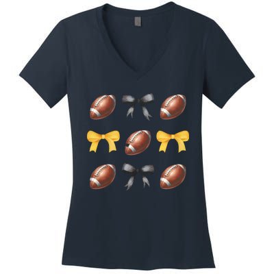 Coquette Football Game Day Game Lover Women's V-Neck T-Shirt