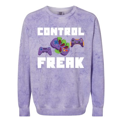 Control Freak Gamer Video Game Controller Gift Colorblast Crewneck Sweatshirt