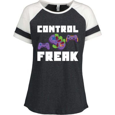 Control Freak Gamer Video Game Controller Gift Enza Ladies Jersey Colorblock Tee