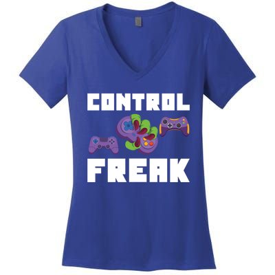 Control Freak Gamer Video Game Controller Gift Women's V-Neck T-Shirt