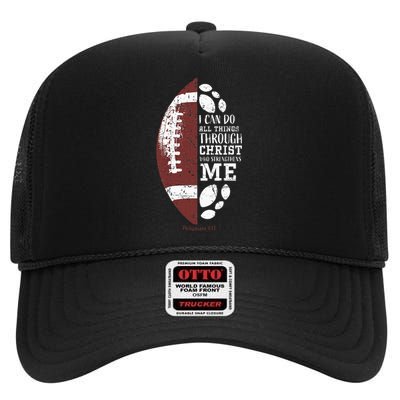 Christian Football Gifts Religious Verse High Crown Mesh Back Trucker Hat