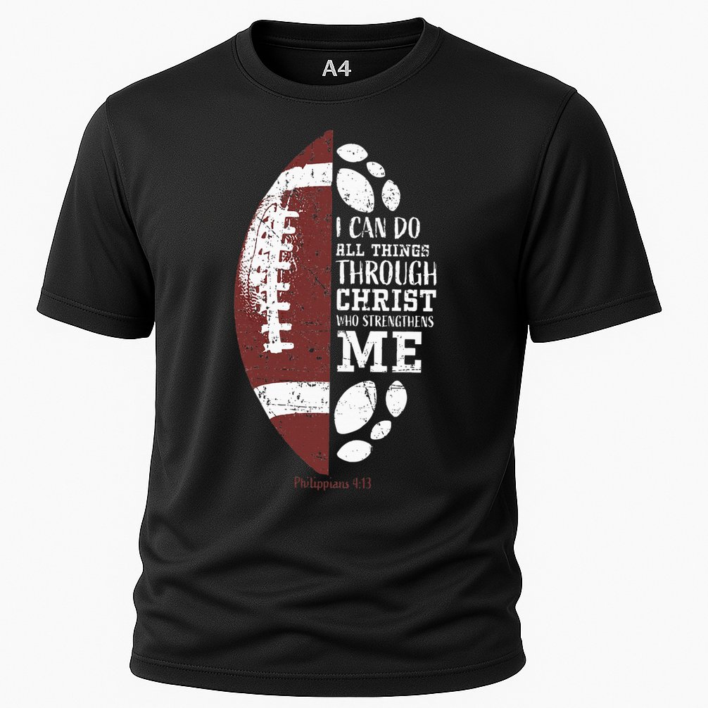 Christian Football Gifts Religious Verse Cooling Performance Crew T-Shirt