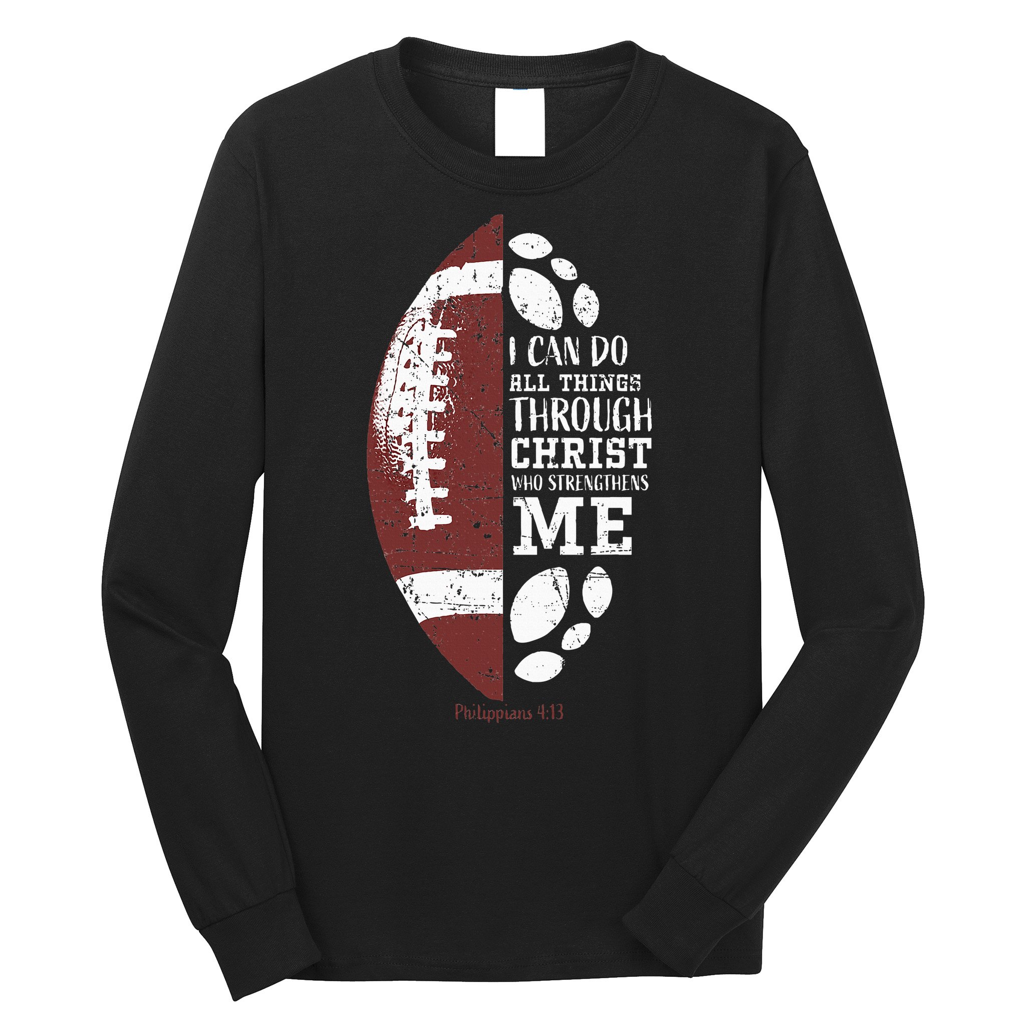 Christian Football Gifts Religious Verse Long Sleeve Shirt