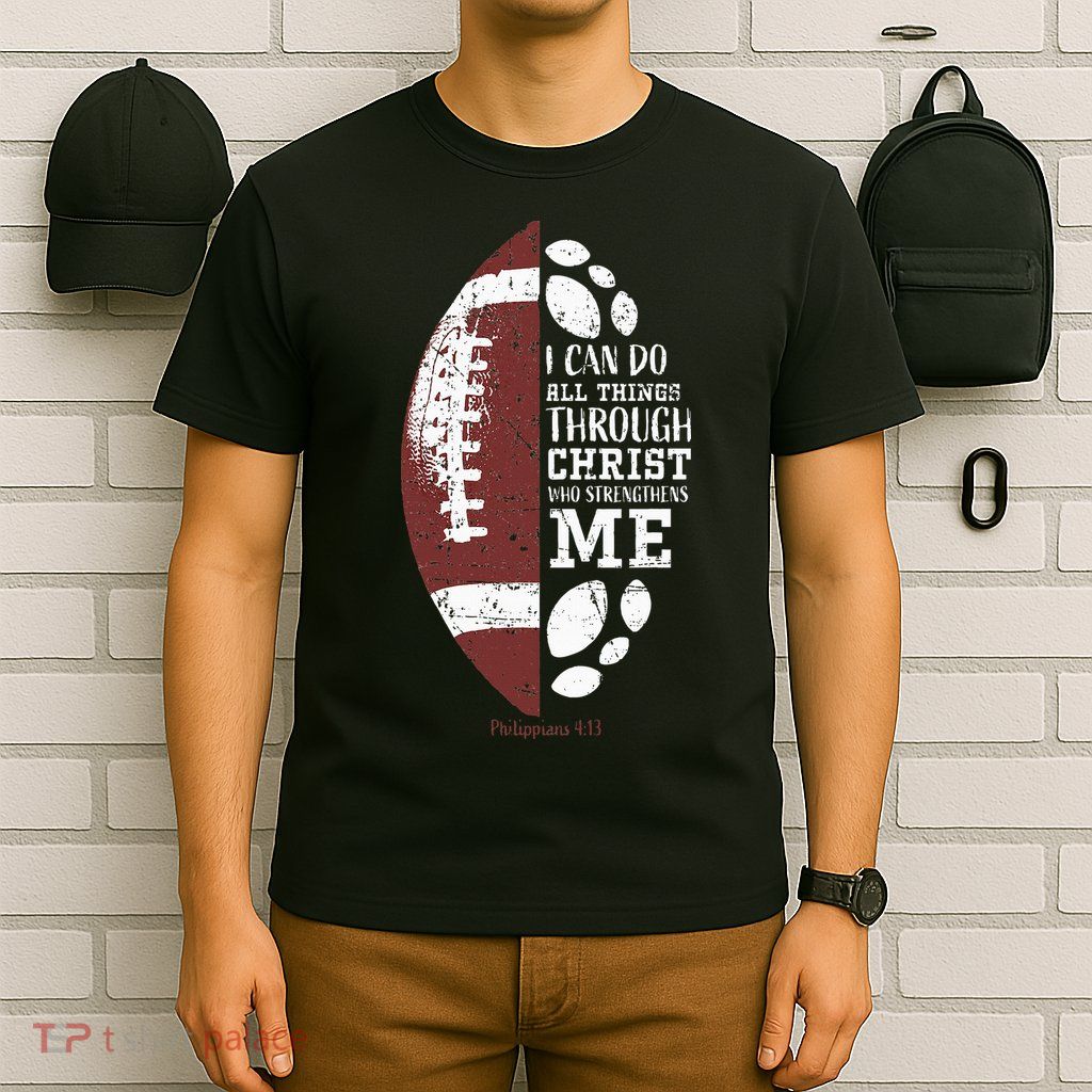 Christian Football Gifts Religious Verse T-Shirt