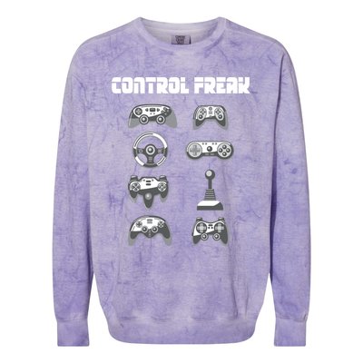 Control Freak Gift Funny Gaming Controller Gamer Video Games Gift Colorblast Crewneck Sweatshirt