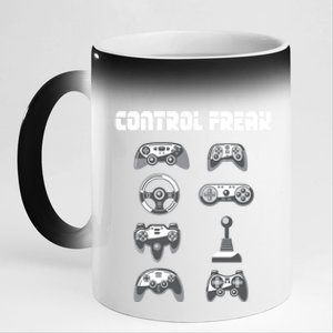 Control Freak Gift Funny Gaming Controller Gamer Video Games Gift 11oz Black Color Changing Mug