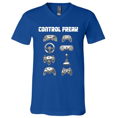 Control Freak Gift Funny Gaming Controller Gamer Video Games Gift V-Neck T-Shirt