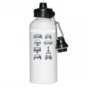 Control Freak Gift Funny Gaming Controller Gamer Video Games Gift Aluminum Water Bottle