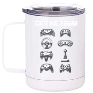 Control Freak Gift Funny Gaming Controller Gamer Video Games Gift 12 oz Stainless Steel Tumbler Cup