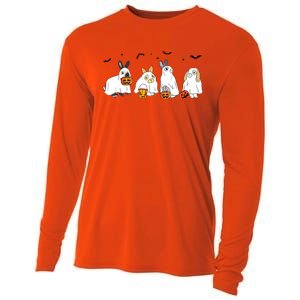 Cute Fall Ghost Bunny Rabbit Halloween Costume Spooky Season Cooling Performance Long Sleeve Crew