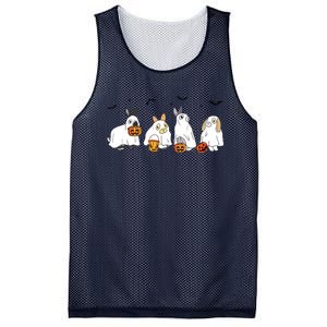 Cute Fall Ghost Bunny Rabbit Halloween Costume Spooky Season Mesh Reversible Basketball Jersey Tank