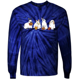 Cute Fall Ghost Bunny Rabbit Halloween Costume Spooky Season Tie-Dye Long Sleeve Shirt