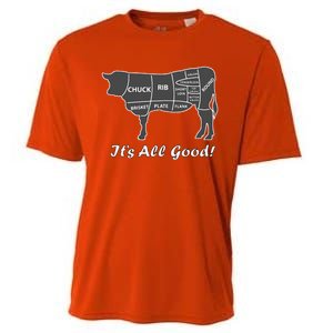 Custom Funny Graphic Bbq Beef Brisket Steak Ribs Cow Cooling Performance Crew T-Shirt