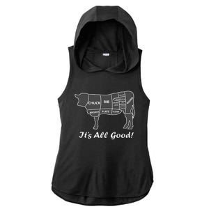 Custom Funny Graphic Bbq Beef Brisket Steak Ribs Cow Ladies PosiCharge Tri-Blend Wicking Draft Hoodie Tank