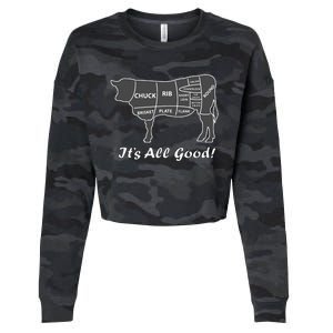 Custom Funny Graphic Bbq Beef Brisket Steak Ribs Cow Cropped Pullover Crew