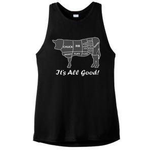 Custom Funny Graphic Bbq Beef Brisket Steak Ribs Cow Ladies PosiCharge Tri-Blend Wicking Tank