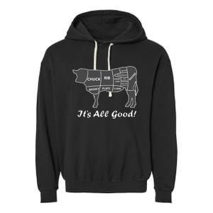 Custom Funny Graphic Bbq Beef Brisket Steak Ribs Cow Garment-Dyed Fleece Hoodie