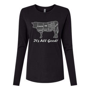 Custom Funny Graphic Bbq Beef Brisket Steak Ribs Cow Womens Cotton Relaxed Long Sleeve T-Shirt